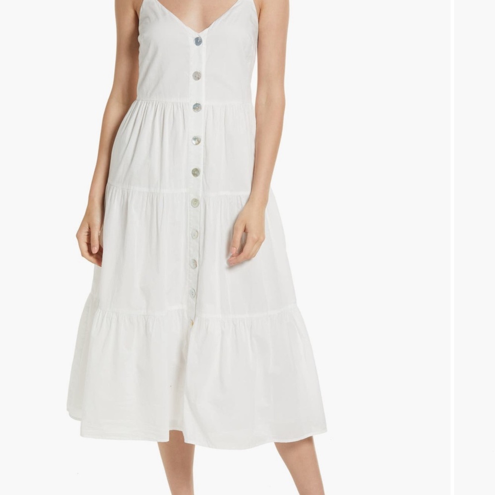 Rails White Buttoned Tiered Sundress